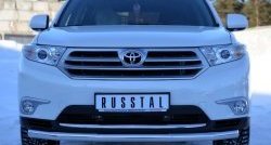 Одинарная защита переднего бампера диаметром 63 мм (рестайлинг) SLITKOFF Toyota (Тойота) Highlander (Хайлэндер)  XU40 (2010-2013) XU40 рестайлинг