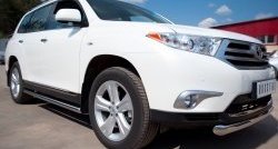 13 299 р. Защита порогов из круглой трубы диаметром 76 мм (рестайлинг) Russtal Toyota Highlander XU40 рестайлинг (2010-2013) (Защита порогов с со скосами на торцах (вариант 1))  с доставкой в г. Владивосток. Увеличить фотографию 12