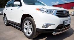 13 299 р. Защита порогов из круглой трубы диаметром 76 мм (рестайлинг) Russtal Toyota Highlander XU40 рестайлинг (2010-2013) (Защита порогов с со скосами на торцах (вариант 1))  с доставкой в г. Владивосток. Увеличить фотографию 4