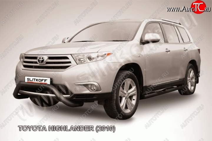 24 999 р. Кенгурятник d76 низкий мини чернаый  Toyota Highlander  XU40 (2010-2013) рестайлинг (Цвет: серебристый)  с доставкой в г. Владивосток