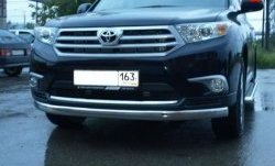 11 499 р. Защита переднего бампера d75x42 мм Металл Дизайн Toyota Highlander XU40 рестайлинг (2010-2013) (полированная нержавейка)  с доставкой в г. Владивосток. Увеличить фотографию 1