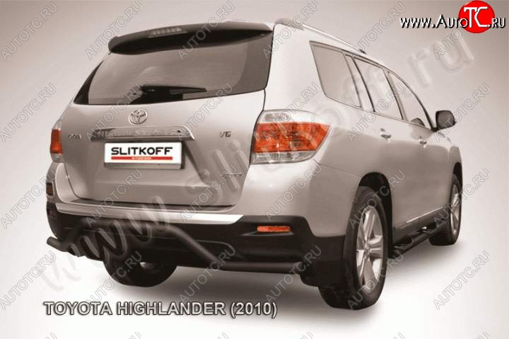 10 199 р. Защита задняя Slitkoff  Toyota Highlander  XU40 (2010-2013) рестайлинг (Цвет: серебристый)  с доставкой в г. Владивосток