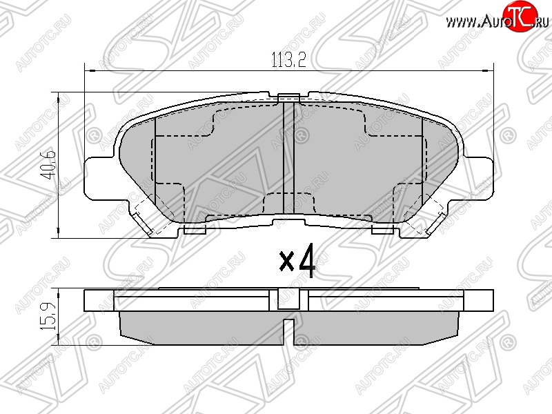 979 р. Колодки тормозные SAT (задние)  Toyota Highlander  XU40 (2007-2013) дорестайлинг, рестайлинг  с доставкой в г. Владивосток