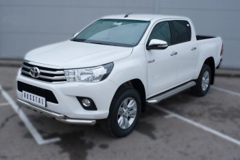 46 799 р. Порожки для ног (труба Ø63) SLITKOFF  Toyota Hilux  AN120 (2016-2020) дорестайлинг (лист - нержавейка, профиль - нержавейка)  с доставкой в г. Владивосток. Увеличить фотографию 4