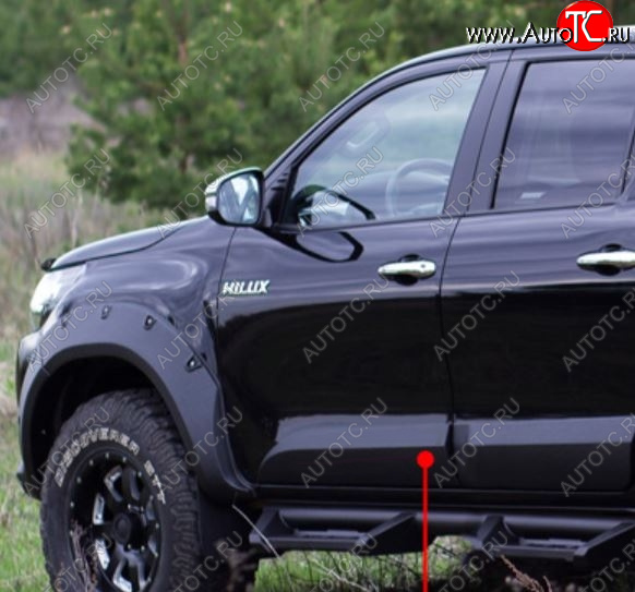 3 499 р. Молдинг двери RA (передний левый)  Toyota Hilux  AN120 (2016-2020) дорестайлинг (Поверхность глянец под покраску, Неокрашенный)  с доставкой в г. Владивосток