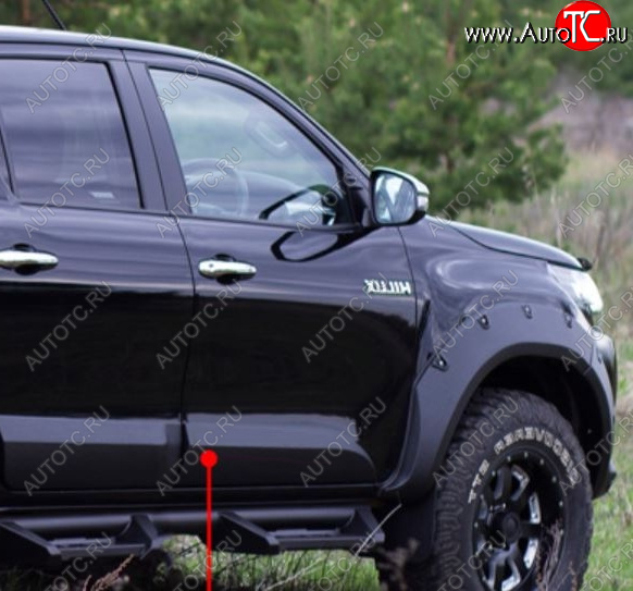 3 499 р. Молдинг двери RA (передний правый)  Toyota Hilux  AN120 (2016-2020) дорестайлинг (Поверхность глянец под покраску, Неокрашенный)  с доставкой в г. Владивосток