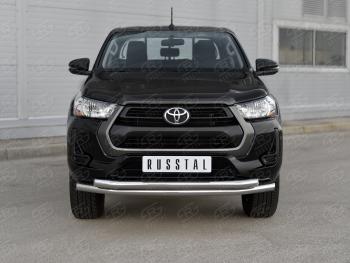 22 999 р. Защита переднего бампера (2 трубы Ø63 мм, нержавейка) SLITKOFF  Toyota Hilux  AN120 (2020-2025) 2-ой рестайлинг  с доставкой в г. Владивосток. Увеличить фотографию 1