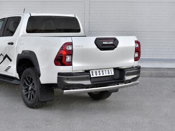 10 649 р. Защита заднего бампера (Ø75х42 мм, нержавейка) Russtal  Toyota Hilux  AN120 (2020-2025) 2-ой рестайлинг  с доставкой в г. Владивосток. Увеличить фотографию 2