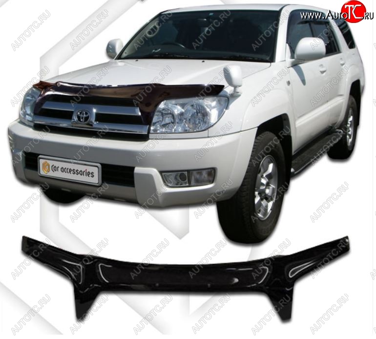 2 599 р. Дефлектор капота (N215) CA-Plastiс  Toyota Hilux Surf  N210 (2002-2005) дорестайлинг (Classic черный, Без надписи)  с доставкой в г. Владивосток