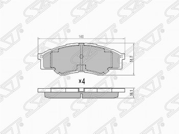 719 р. Колодки тормозные (передние) (короткая база) SAT Toyota Hilux AN10,AN20 дорестайлинг (2004-2008)  с доставкой в г. Владивосток. Увеличить фотографию 1