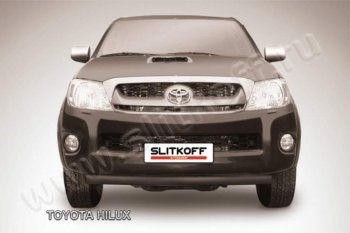 9 099 р. Защита переднего бампера из трубы d57 Slitkoff  Toyota Hilux  AN10,AN20 (2008-2011) 1-ый рестайлинг (Цвет: серебристый)  с доставкой в г. Владивосток. Увеличить фотографию 1