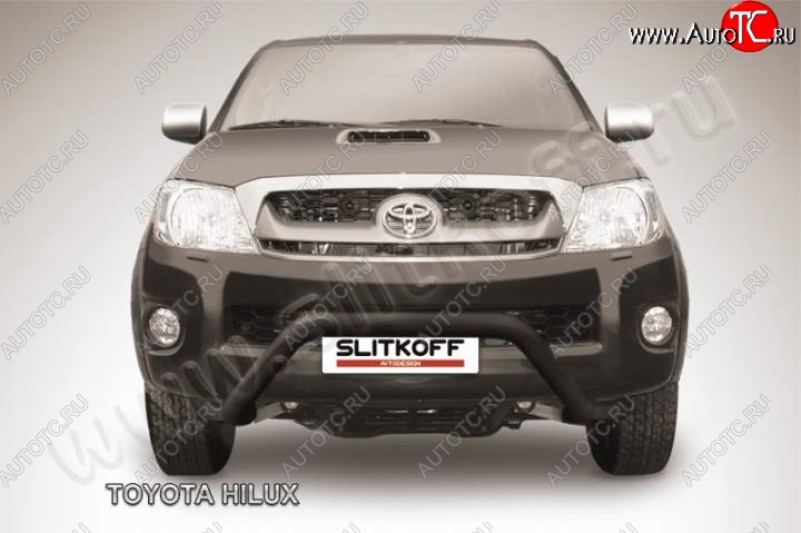 27 199 р. Кенгурятник d76 низкий широкий мини Slitkoff  Toyota Hilux  AN10,AN20 (2008-2011) 1-ый рестайлинг (Цвет: серебристый)  с доставкой в г. Владивосток