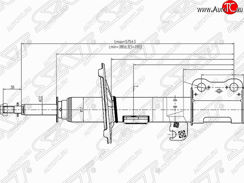 3 789 р. Левый амортизатор передний SAT Toyota Ipsum ACM20 дорестайлинг (2001-2003)  с доставкой в г. Владивосток