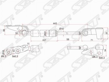 Левый газовый упор крышки багажника SAT Toyota Ipsum ACM20 дорестайлинг (2001-2003)