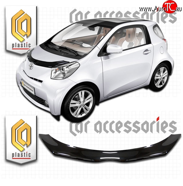 2 079 р. Дефлектор капота CA-Plastic  Toyota IQ (2008-2016) (Classic черный, Без надписи)  с доставкой в г. Владивосток