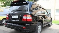 8 149 р. Накладка на задний бампер CT Toyota Land Cruiser 100 дорестайлинг (1998-2002) (Неокрашенная)  с доставкой в г. Владивосток. Увеличить фотографию 2