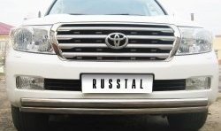 Защита переднего бампера (2 трубыØ63 мм, нержавейка) SLITKOFF Toyota Land Cruiser 100 2-ой рестайлинг (2005-2007)