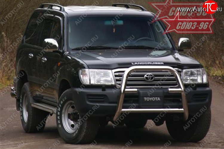 23 039 р. Защита переднего бампера под лебедку Souz-96 (d76) Toyota Land Cruiser 100 2-ой рестайлинг (2005-2007)  с доставкой в г. Владивосток