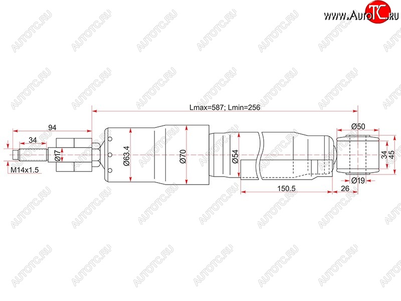 2 699 р. Амортизатор задний LH=RH SAT Toyota Land Cruiser 100 дорестайлинг (1998-2002)  с доставкой в г. Владивосток