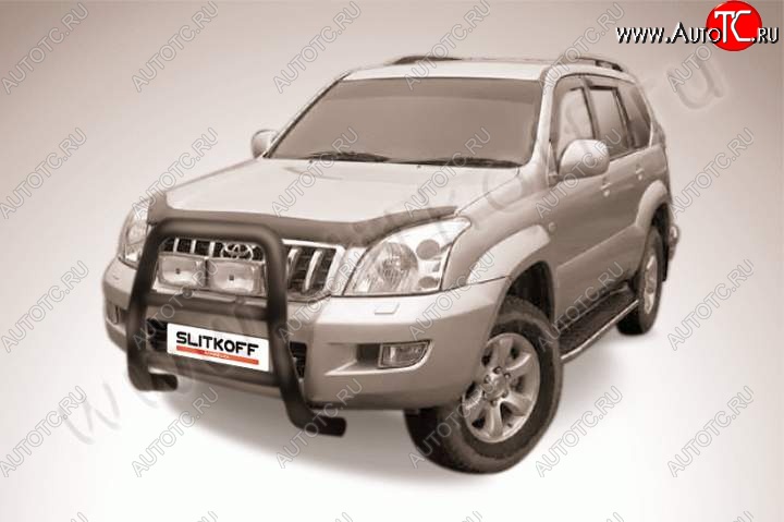 25 899 р. Кенгурятник d76 высокий Toyota Land Cruiser Prado J120 (2002-2009) (Цвет: серебристый)  с доставкой в г. Владивосток