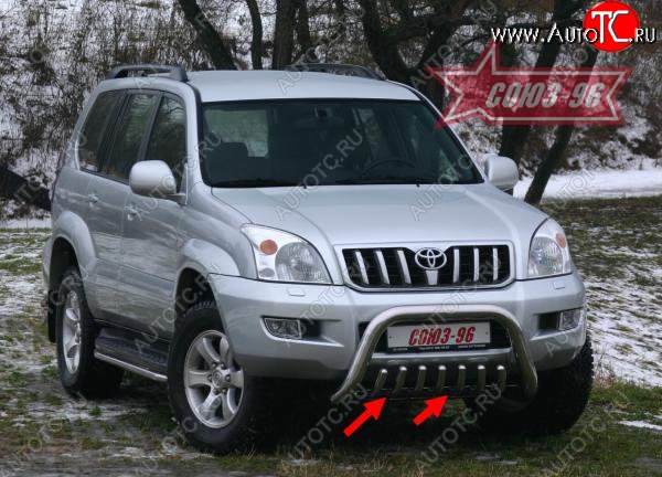 14 264 р. Защита переднего бампера нижняя Souz-96 Toyota Land Cruiser Prado J120 (2002-2009)  с доставкой в г. Владивосток