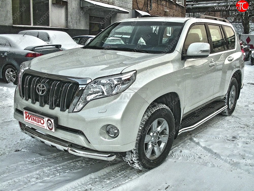 15 799 р. Защита переднего бампера WINBO (Ø76 мм, нержавейка) Toyota Land Cruiser Prado J120 (2002-2009)  с доставкой в г. Владивосток