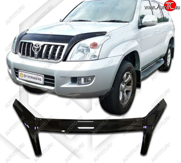 2 899 р. Дефлектор капота (J120-J125) CA-Plastic exclusive Toyota Land Cruiser Prado J120 (2002-2009) (Classic черный, Без надписи)  с доставкой в г. Владивосток