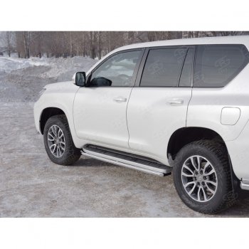 17 849 р. Защита порогов (Ø42 мм, нержавейка) SLITKOFF  Toyota Land Cruiser Prado  J150 (2017-2020) 2-ой рестайлинг  с доставкой в г. Владивосток. Увеличить фотографию 3