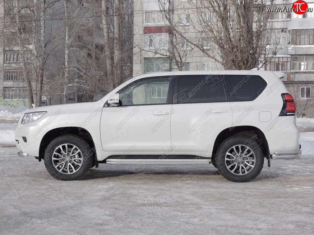 17 849 р. Защита порогов (Ø42 мм, нержавейка) SLITKOFF  Toyota Land Cruiser Prado  J150 (2017-2020) 2-ой рестайлинг  с доставкой в г. Владивосток