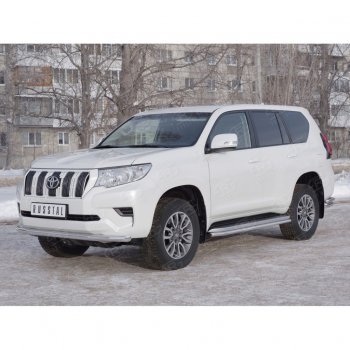 20 399 р. Защита переднего бампера (Ø63 мм, нержавейка) SLITKOFF Toyota Land Cruiser Prado J150 2-ой рестайлинг (2017-2020)  с доставкой в г. Владивосток. Увеличить фотографию 3