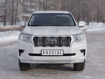 18 399 р. Защита переднего бампера (Ø63 мм, нержавейка) SLITKOFF  Toyota Land Cruiser Prado  J150 (2017-2020) 2-ой рестайлинг  с доставкой в г. Владивосток. Увеличить фотографию 1