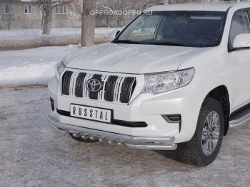 30 999 р. Защита переднего бампера (Ø63 мм c зубами Ø42, нержавейка) SLITKOFF Toyota Land Cruiser Prado J150 2-ой рестайлинг (2017-2020)  с доставкой в г. Владивосток. Увеличить фотографию 2