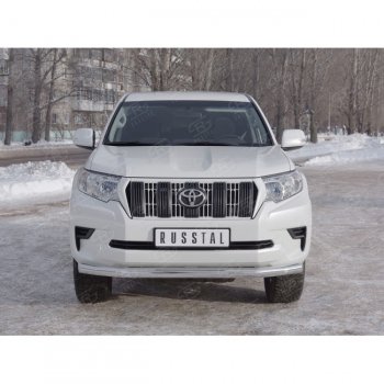 20 999 р. Одинарная защита переднего бампера диаметром 76 мм  Toyota Land Cruiser Prado  J150 (2017-2020) 2-ой рестайлинг  с доставкой в г. Владивосток. Увеличить фотографию 2