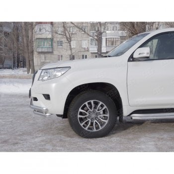 26 499 р. Защита переднего бампера (Ø63 мм с углами, нержавейка) SLITKOFF  Toyota Land Cruiser Prado  J150 (2017-2020) 2-ой рестайлинг  с доставкой в г. Владивосток. Увеличить фотографию 2