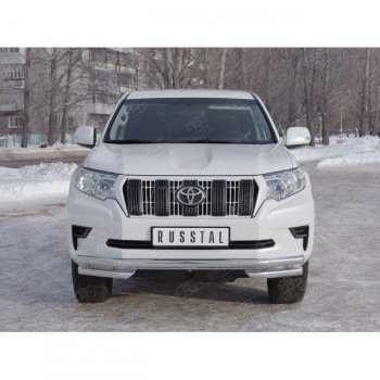 26 499 р. Защита переднего бампера (Ø63 мм с углами, нержавейка) SLITKOFF  Toyota Land Cruiser Prado  J150 (2017-2020) 2-ой рестайлинг  с доставкой в г. Владивосток. Увеличить фотографию 3