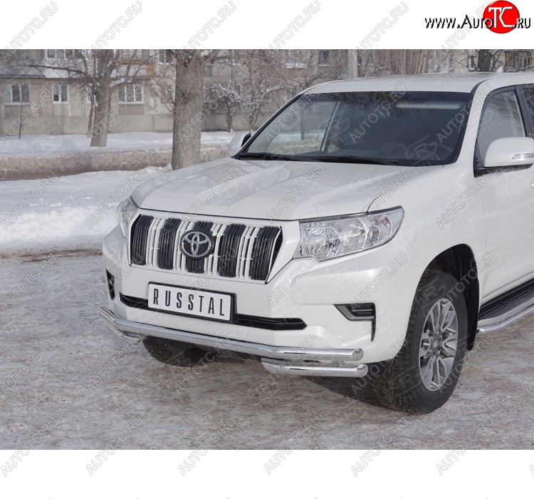 26 499 р. Защита переднего бампера (Ø63 мм с углами, нержавейка) SLITKOFF  Toyota Land Cruiser Prado  J150 (2017-2020) 2-ой рестайлинг  с доставкой в г. Владивосток