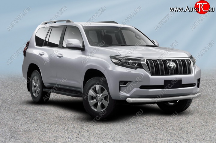 17 999 р. Защита переднего бампера Slitkoff (Ø 76 мм)  Toyota Land Cruiser Prado  J150 (2017-2020) 2-ой рестайлинг (Нержавеющая сталь)  с доставкой в г. Владивосток