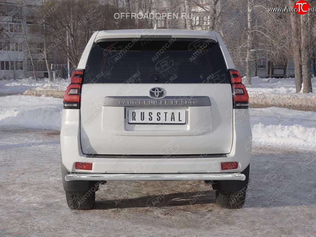 22 549 р. Защита заднего бампера (Ø63 мм, нержавейка) SLITKOFF  Toyota Land Cruiser Prado  J150 (2017-2020) 2-ой рестайлинг  с доставкой в г. Владивосток