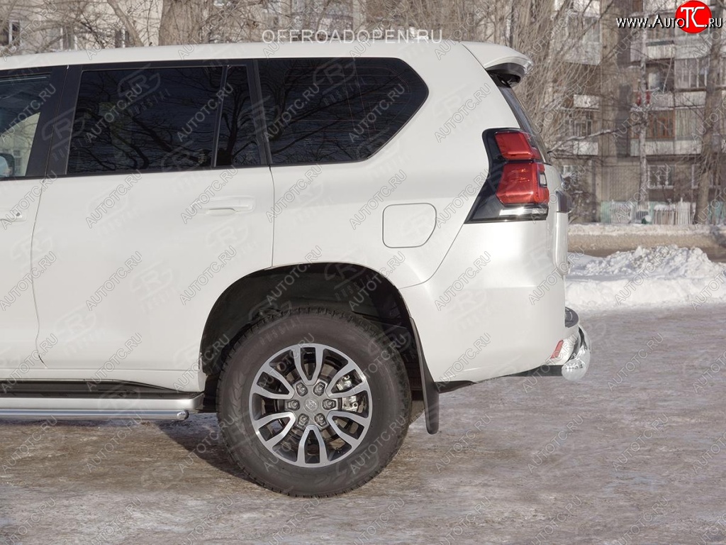 19 549 р. Защита заднего бампера (Ø76 мм, нержавейка) SLITKOFF Toyota Land Cruiser Prado J150 2-ой рестайлинг (2017-2020)  с доставкой в г. Владивосток