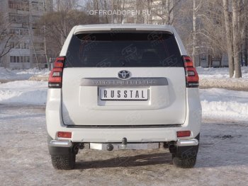 12 249 р. Защита заднего бампера (Ø76 мм уголки, нержавейка) SLITKOFF Toyota Land Cruiser Prado J150 2-ой рестайлинг (2017-2020)  с доставкой в г. Владивосток. Увеличить фотографию 2