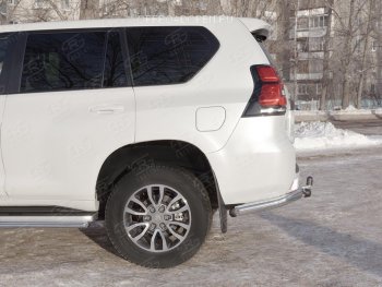 12 249 р. Защита заднего бампера (Ø76 мм уголки, нержавейка) SLITKOFF Toyota Land Cruiser Prado J150 2-ой рестайлинг (2017-2020)  с доставкой в г. Владивосток. Увеличить фотографию 3