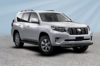 Защита переднего бампера Slitkoff (Ø 76+Ø 57 мм, двойная). Toyota (Тойота) Land Cruiser Prado (Лэнд)  J150 (2017-2020) J150 2-ой рестайлинг