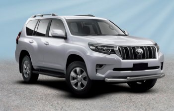 Защита переднего бампера Slitkoff (Ø 76+Ø 57, двойная). Toyota (Тойота) Land Cruiser Prado (Лэнд)  J150 (2017-2020) J150 2-ой рестайлинг