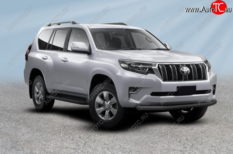 12 649 р. Защита переднего бампера Slitkoff (Ø мм). Toyota Land Cruiser Prado J150 2-ой рестайлинг (2017-2020) (Сталь с полимерным покрытием. Цвет: черный)  с доставкой в г. Владивосток