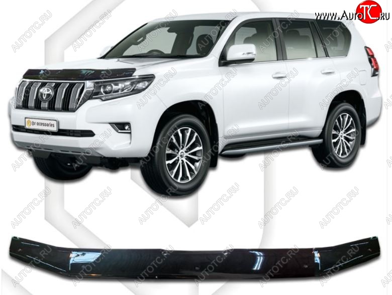 2 189 р. Дефлектор капота CA-Plastic  Toyota Land Cruiser Prado  J150 (2017-2020) 2-ой рестайлинг (Classic черный, Без надписи)  с доставкой в г. Владивосток