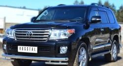 23 799 р. Защита переднего бампера (2 трубы Ø76 и 42 мм, нержавейка) SLITKOFF  Toyota Land Cruiser  200 (2012-2015) 1-ый рестайлинг  с доставкой в г. Владивосток. Увеличить фотографию 2