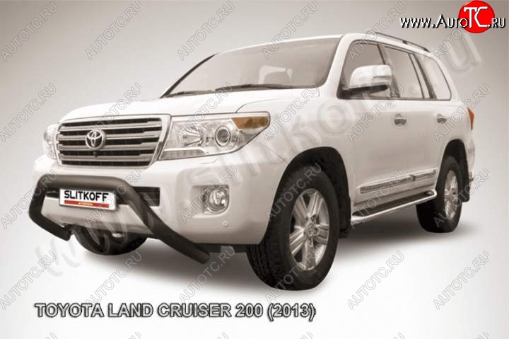 22 999 р. Кенгурятник d76 низкий широкий мини  Toyota Land Cruiser  200 (2012-2015) 1-ый рестайлинг (Цвет: серебристый)  с доставкой в г. Владивосток