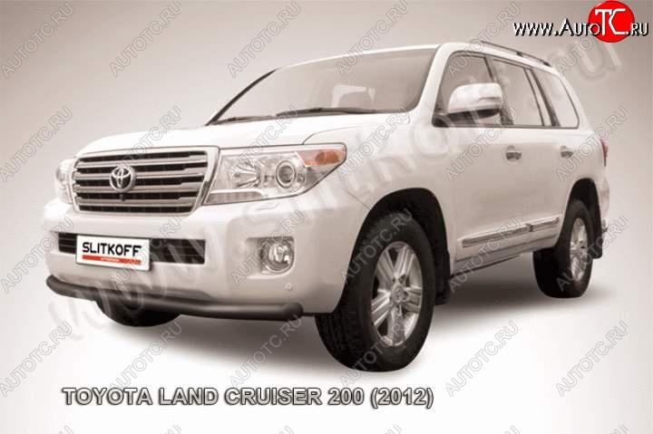 9 999 р. Защита переднего бампер Slitkoff  Toyota Land Cruiser  200 (2012-2015) 1-ый рестайлинг (Цвет: серебристый)  с доставкой в г. Владивосток