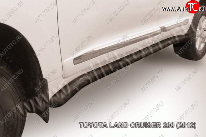 14 649 р. Защита порогов Slitkoff  Toyota Land Cruiser  200 (2012-2015) 1-ый рестайлинг (Цвет: серебристый)  с доставкой в г. Владивосток