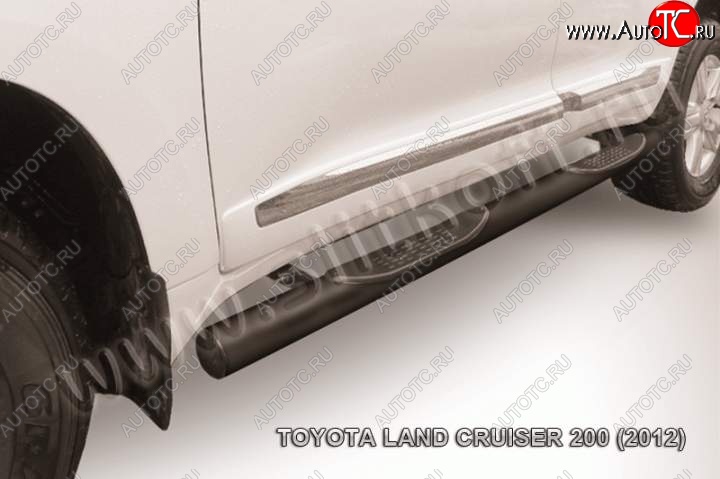 19 899 р. Защита порогов Slitkoff  Toyota Land Cruiser  200 (2012-2015) 1-ый рестайлинг (Цвет: серебристый)  с доставкой в г. Владивосток